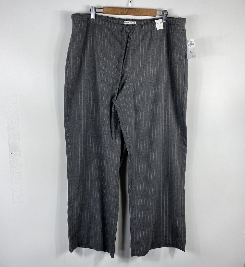 Abercrombie & Fitch Pants Women's XL Gray Pinstripe Pull On Wide Leg